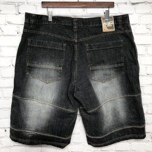 Vtg Y2K Phat Farm Gray Jean Shorts Mens 40 Baggy Embroidered Skate Jorts Hip Hop